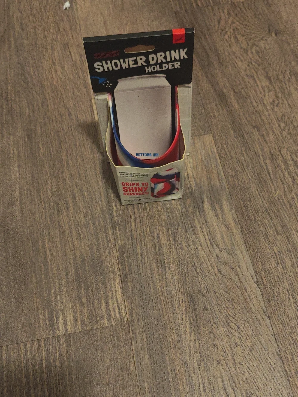Silicone Shower Drink Holder - Blue and Red Suction Cup Organizer